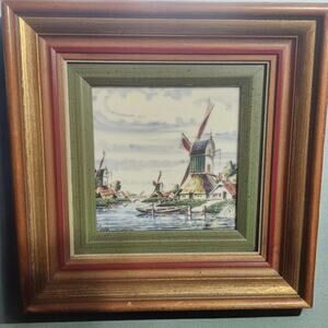 Porcelain Hand‎ Enameled Tile Windmills Style 261 Vintage
